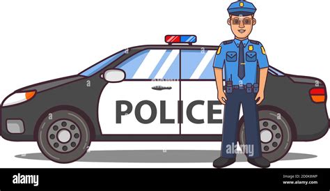 Personnage De Dessin Anim D Officier De Police Vue Lat Rale D Une