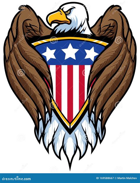Bald Eagle Holding Shield Stock Vector Illustration Of Background