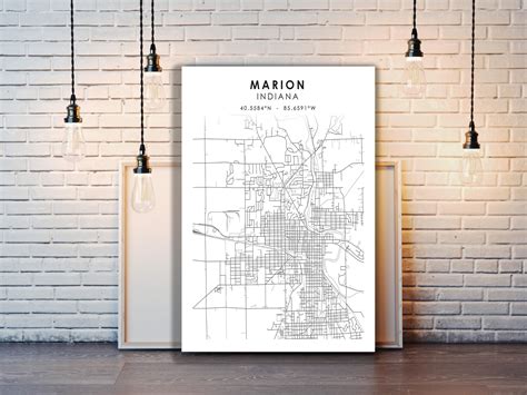 Marion City Map Print Marion Indiana Map Print Marion - Etsy