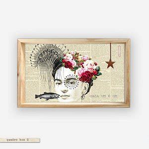 Quadro Box Colagem Frida Kahlo Jardim Secreto Mercatto Casa Atacado