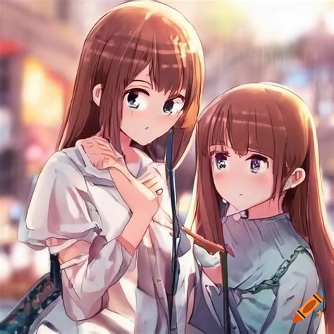 Anime Girls Studying At A Vibrant Outdoor Market On Craiyon
