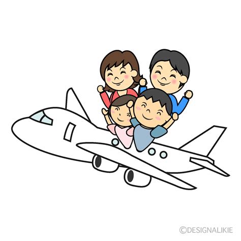 飛行機で旅行する家族イラストのフリー素材｜イラストイメージ