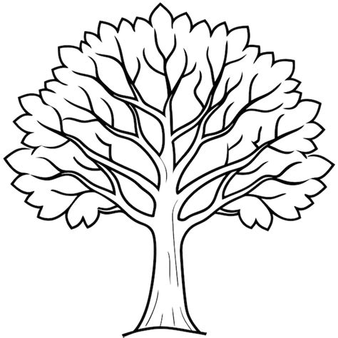 Premium Vector | Fall tree outline coloring book page line art ...