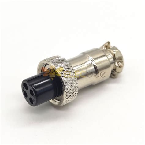 Gx12 Aviation Connector Female 4pin Straightcable Line Solder Type Connector