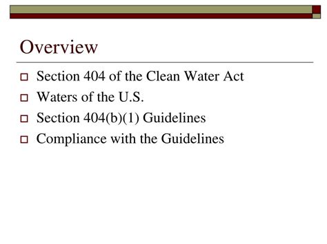 Ppt Section Of The Clean Water Act B Guidelines Field