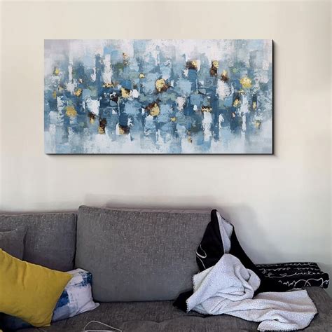 Klakla Light Blue Abstract Wall Art For Living Room Vibrant Artwork