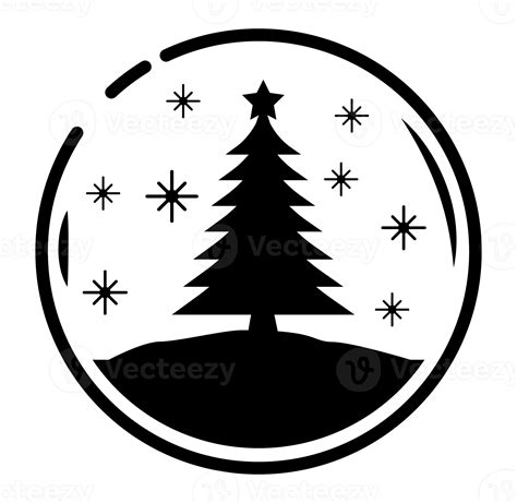 Christmas Tree Black And White Illustration Christmas Tree Png With