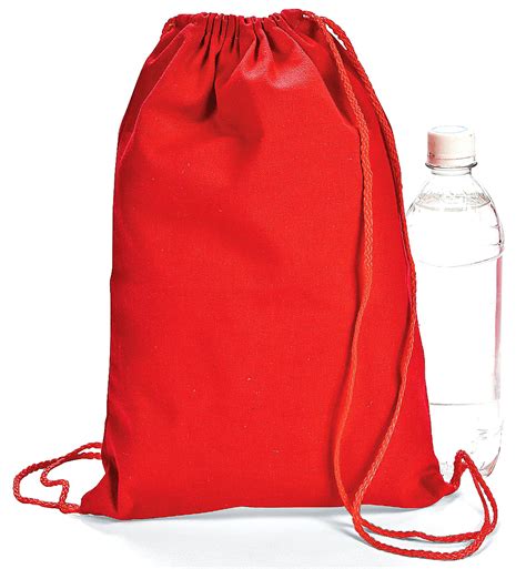 Red Canvas Drawstring Backpacks Party Favors 12 Pieces