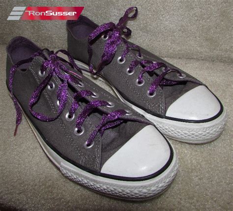 Converse Chuck All Star Double Tongue Gray Purple Laces 114848f Men 8 Women 10