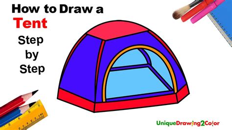 How To Draw A Tent Step By Step Drawing Tutorial Youtube