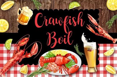 Summer Seafood BBQ Photography Background Crawfish Boil Lobster Picnic