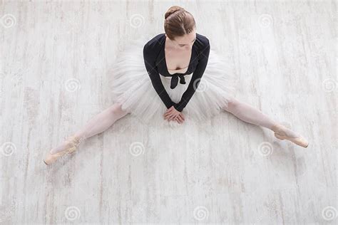 Ballerina Sit On Floor In Ballet Class Top View Stock Photo Image Of