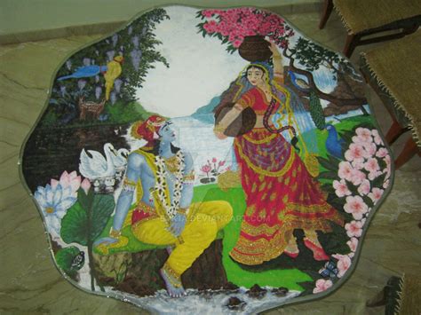 New Radha Krishna Rangoli Design