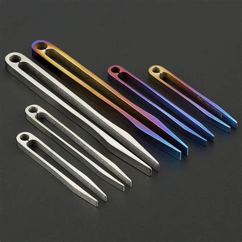 Sml Blue Titanium Alloy Portable Small Tweezers Silvery Mini Clip Edc