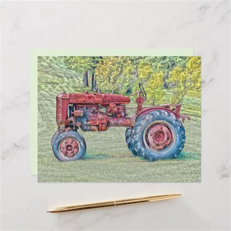 Vintage Old Red Rustic Farm Tractor | Zazzle