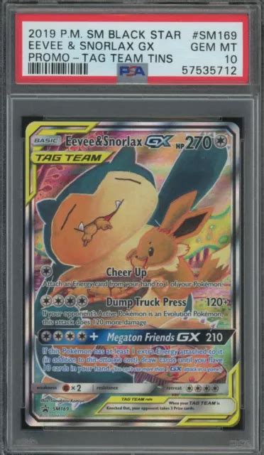 BOÎTES D ÉQUIPE POKEMON Évoli Snorlax GX art complet promo SM169 PSA