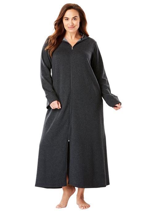 Dreams And Co Plus Size Hooded Fleece Robe