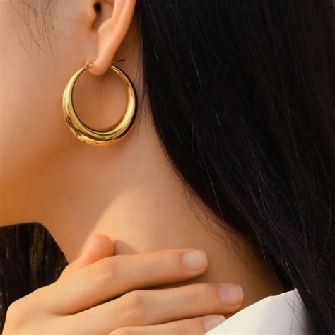 Meghan K Gold Chunky Hoop Earrings Hoop Earrings Earrings Uk Gold