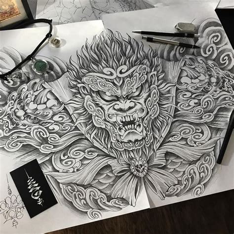 Sun Wukong Monkey King Chest Piece Tattoos Monkey Tattoos