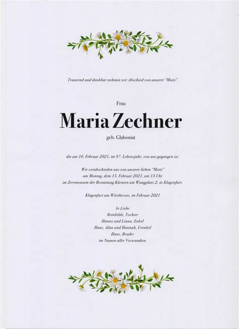 Parte für Maria Zechner pax requiem