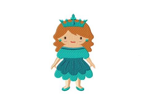 Flower Princess in Teal Dress Machine Embroidery Design – Daily Embroidery