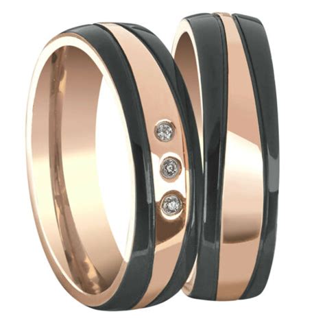 Ring Eheringe Partnerringe Verlobungsringe Edelstahl Rose Schwarz