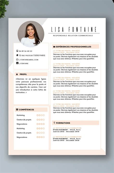 Modèle CV Premium Pastel Mon Beau CV Resume design creative Cv