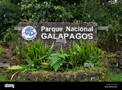 Sign of the Parque Nacional Galapagos, Galapagos National Park, Isabela Island, Galapagos ...