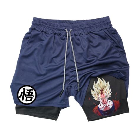 Short De Sport Dragon Ball Bleu Goku Saiyan Livraison Gratuite