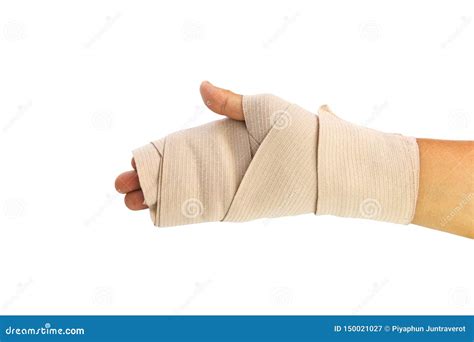 Man Applying Compression Bandage For Wrist De Wearing Bandage Due To