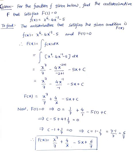 [solved] For The Function F Given Below Find The Antiderivative F That Course Hero