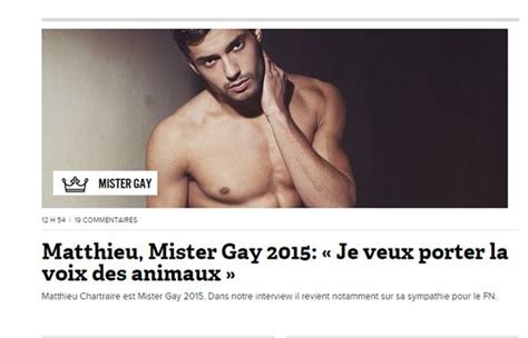 Têtu Le Mister Gay 2015 du magazine se dit proche des idées du