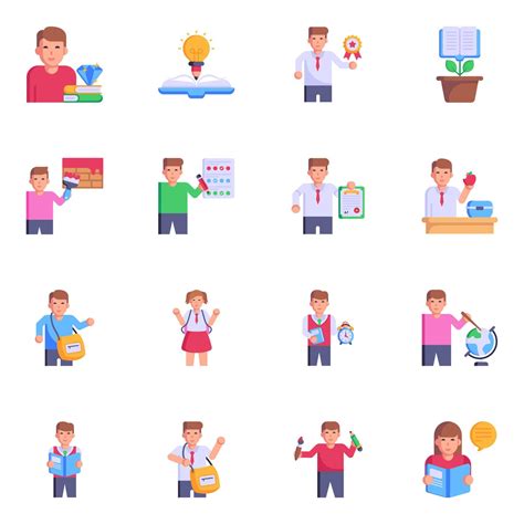 Collection Of School Activities Flat Icons 6369601 Vector Art At Vecteezy