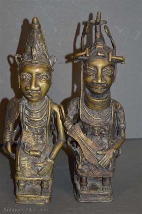 Antiques Atlas Pair African Benin Bronze King Queen Statues C