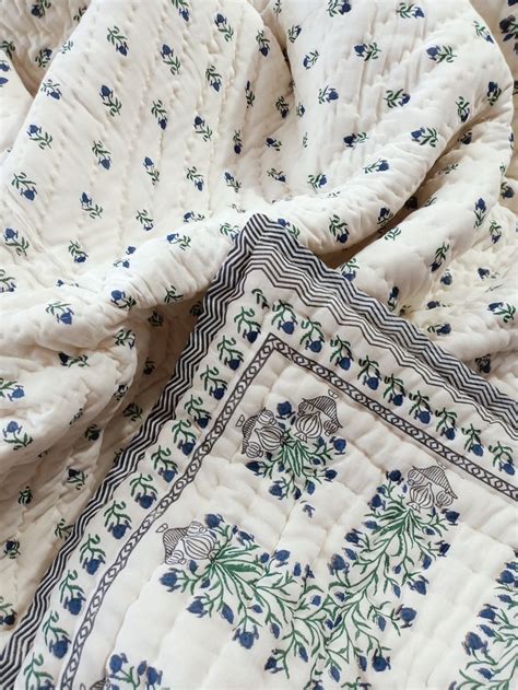 Anokhi Indian Jaipuri Block Print Quilt Printed Reversible Razai Cotton