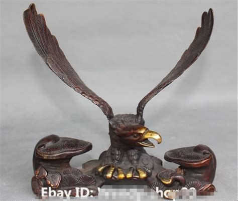 Chinese Folk Fengshui Bronze Carving Auspicious Hawk Eagle Ruyi Ru