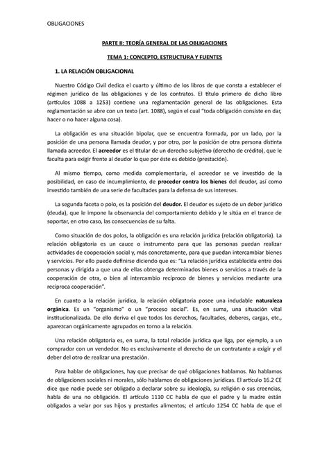 Civil Iii Obligaciones Parte Ii Teor A General De Las Obligaciones