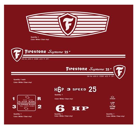 Firestone Supreme 25 Lawn Tractor Decal Kit Vintage Reproductions