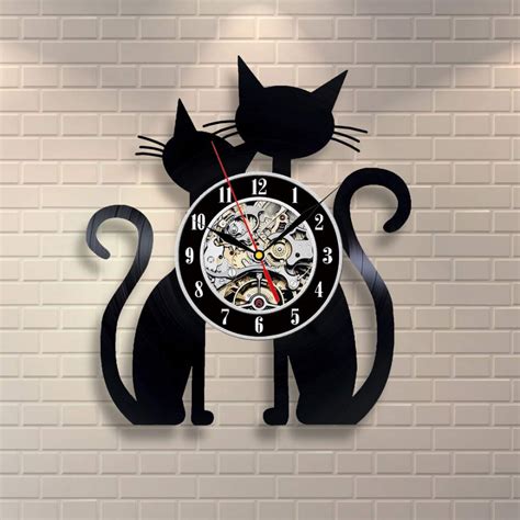 Cat Clock Inch Nature Retro Vinyl Record Clock Blog Ideas Items