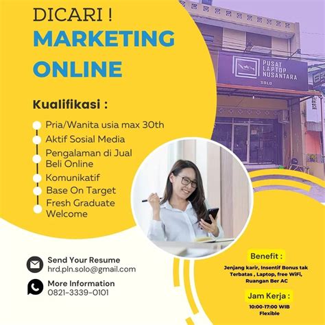 Lowongan Kerja Mei Marketing Online Pusat Laptop Nusantara Info