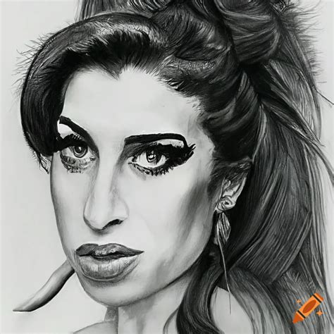 Realistic Black And White Portrait Of Amy Winehouse On Craiyon