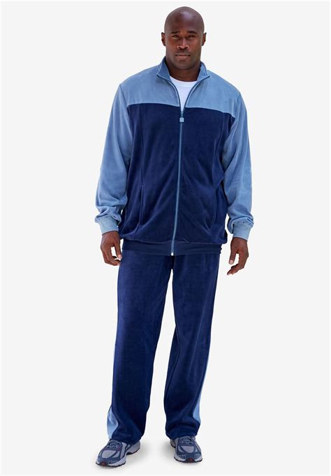 Colorblock Velour Tracksuit Big And Tall Sweatsuits King Size