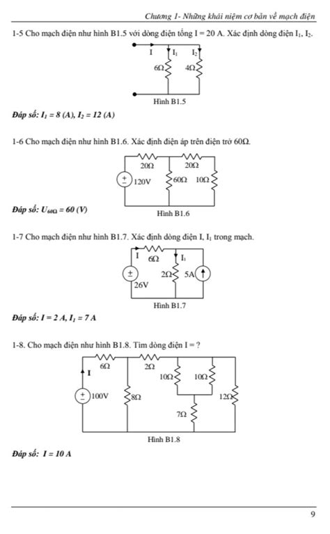 Chương 1 Những Khái Niệm Cơ Bản Về Mạch điện 1 5 Cho Mạch điện Như Hình B1 5 Với Dòng điện Tổng