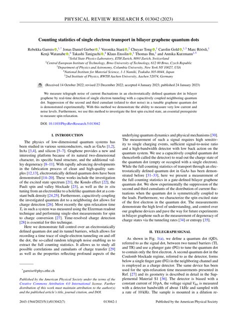 Pdf Counting Statistics Of Single Electron Transport In Bilayer