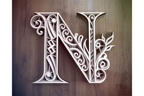 Layered Letter N, Layered letters SVG, Multilayer Letters (578909 ...