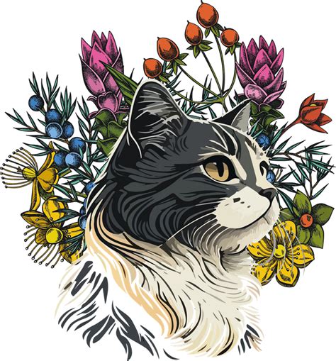 Charming Flower Cat Cliparts For Creative Projects Clipart World