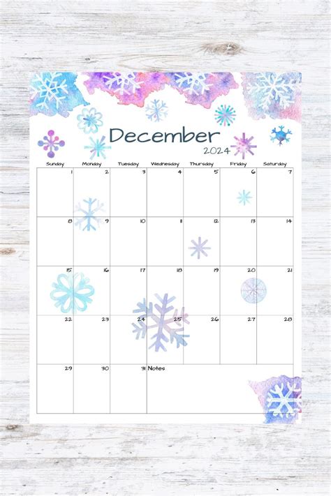 Fillable Editable December Calendar December Calendar Winter Snow