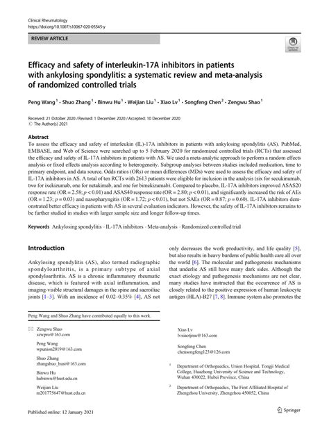 Pdf Efficacy And Safety Of Interleukin 17a Inhibitors In Patients