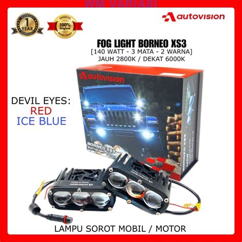 Jual Mini BiLED Projector 2 Warna Autovision Borneo XS3 3 Lensa 140W