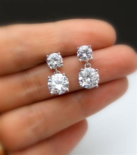 Bridal Earrings Jewelry Bridesmaid Gift 6mm 8mm Wedding Earrings Clear